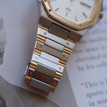 Vintage Seiko SQ 100 Ref. 6923-5050 Snowflake Dial Quartz Two Tone 80s with Box