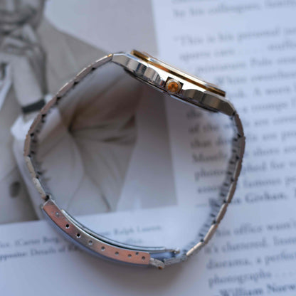 Vintage Seiko SQ 100 Ref. 6923-5050 Snowflake Dial Quartz Two Tone 80s with Box