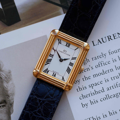 Vintage Cabouchon Tank Style 90s Art Deco Roman Dial Quartz