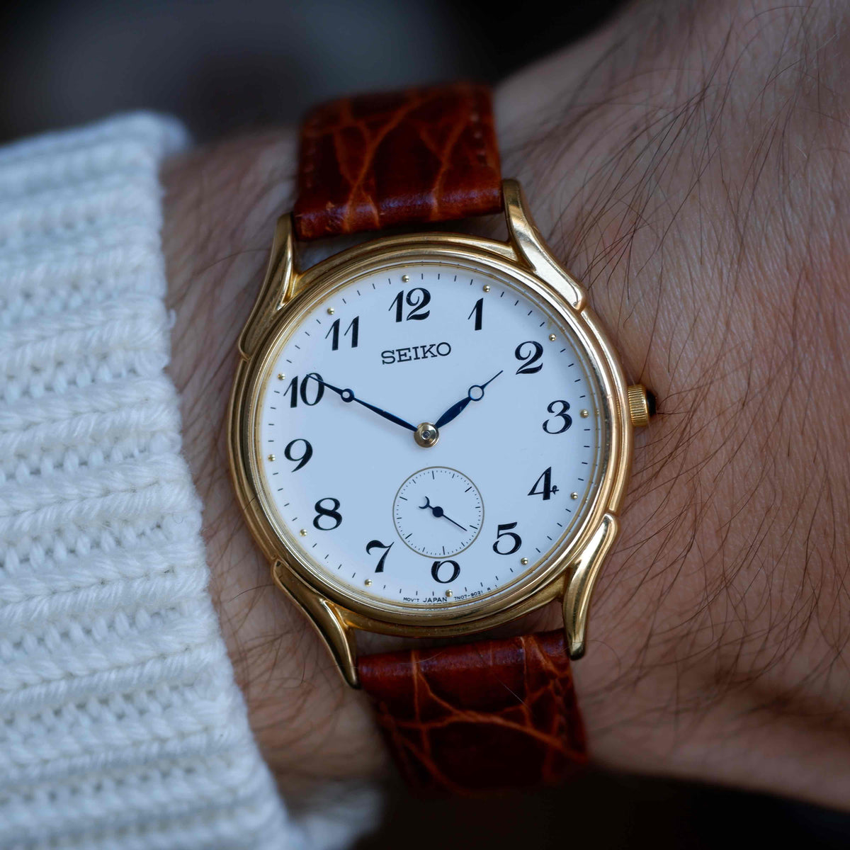 Vintage Seiko Small Seconds 90s Gold Breguet Style White Dial – NOS