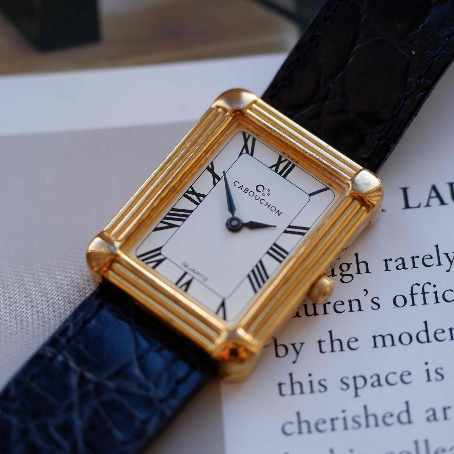 Vintage Cabouchon Tank Style 90s Art Deco Roman Dial Quartz