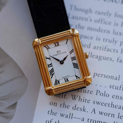 Vintage Cabouchon Tank Style 90s Art Deco Roman Dial Quartz