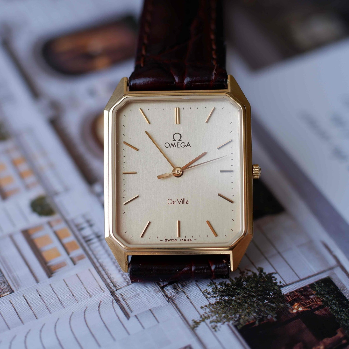 Vintage Omega De Ville Tank Gold Champagne Dial 80s Quartz – MINT