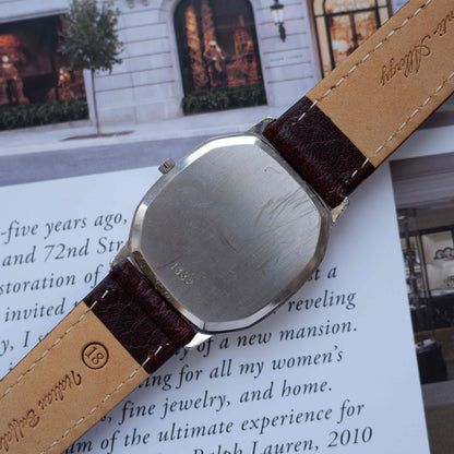 Vintage Omega De Ville Quartz Cushion Case White Dial Brown Leather Strap - 1970s Dress Watch