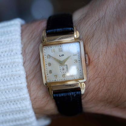 Vintage LIP Tank Small Seconds 50s Gold Mechanical Patina Dial