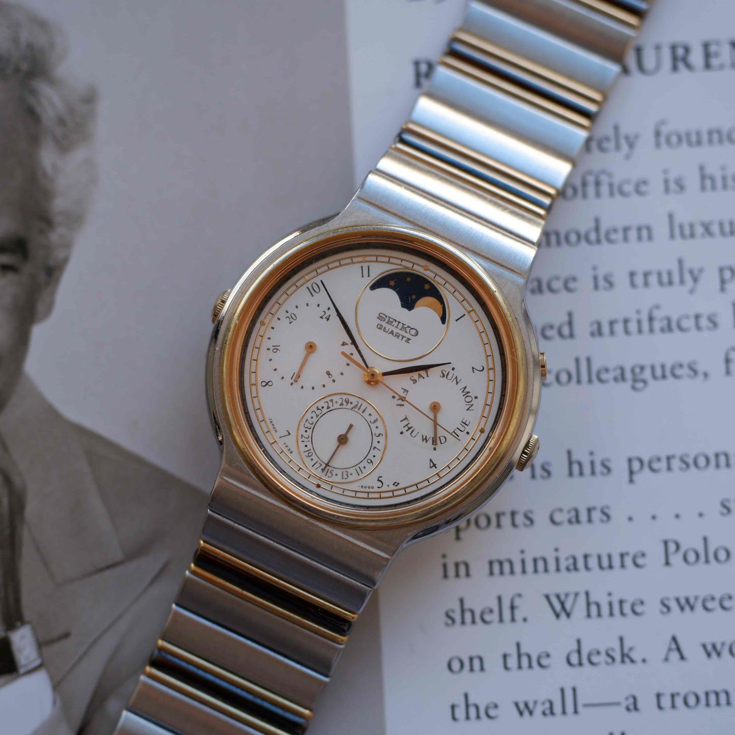 Vintage Seiko Ref. 7F39-6000 Two-Tone Day Date & Moon Phase