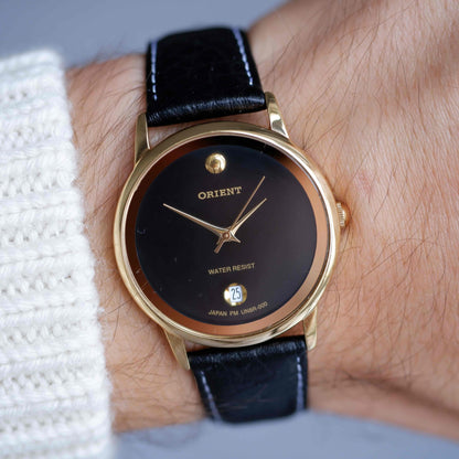 Vintage Orient Black Dial with Date Quartz from the 80s NOS