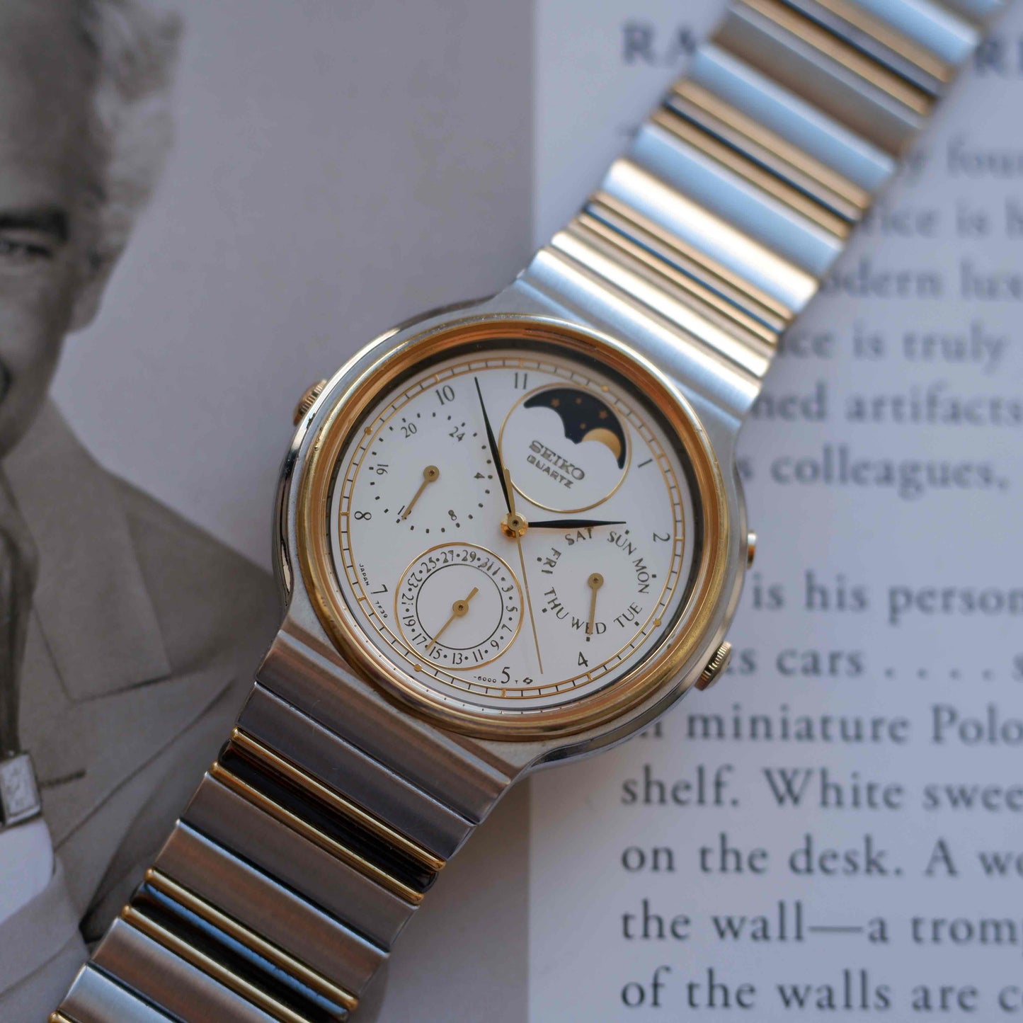 Vintage Seiko Ref. 7F39-6000 Two-Tone Day Date & Moon Phase