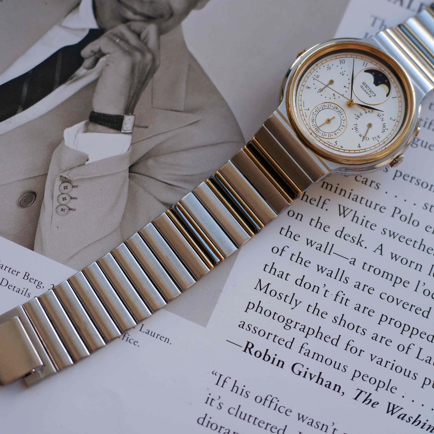 Vintage Seiko Ref. 7F39-6000 Two-Tone Day Date & Moon Phase