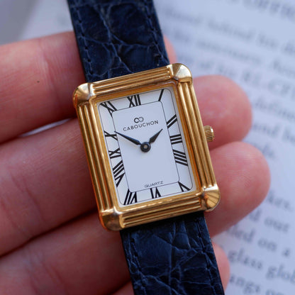 Vintage Cabouchon Tank Style 90s Art Deco Roman Dial Quartz