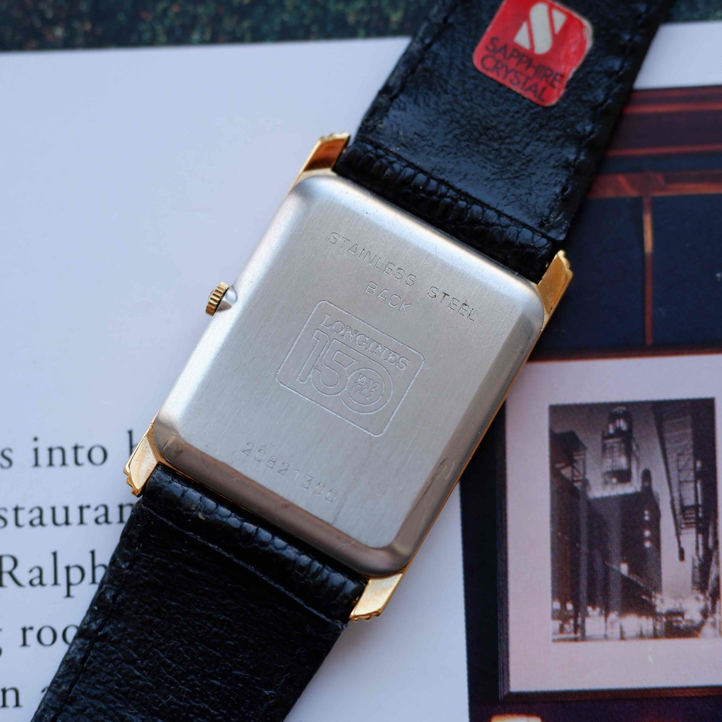 Vintage Longines Tank 150th Anniversary 80s Ultra Thin White Roman Dial - NOS