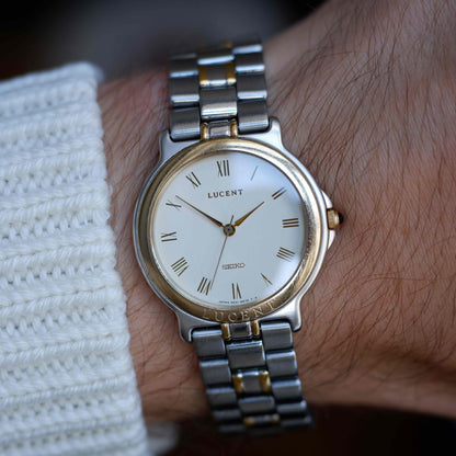 Vintage Seiko Lucent 90s Two-Tone White Roman Dial Quartz