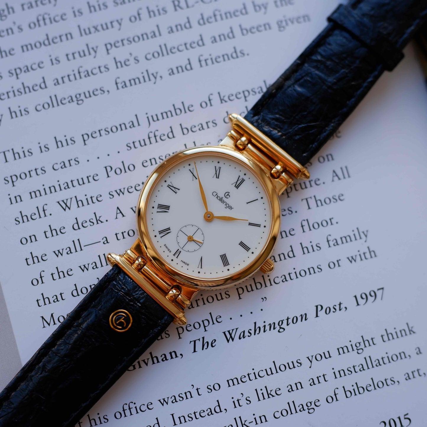 Vintage Challenger 90s White Roman Dial Breguet-Style Mechanical NOS