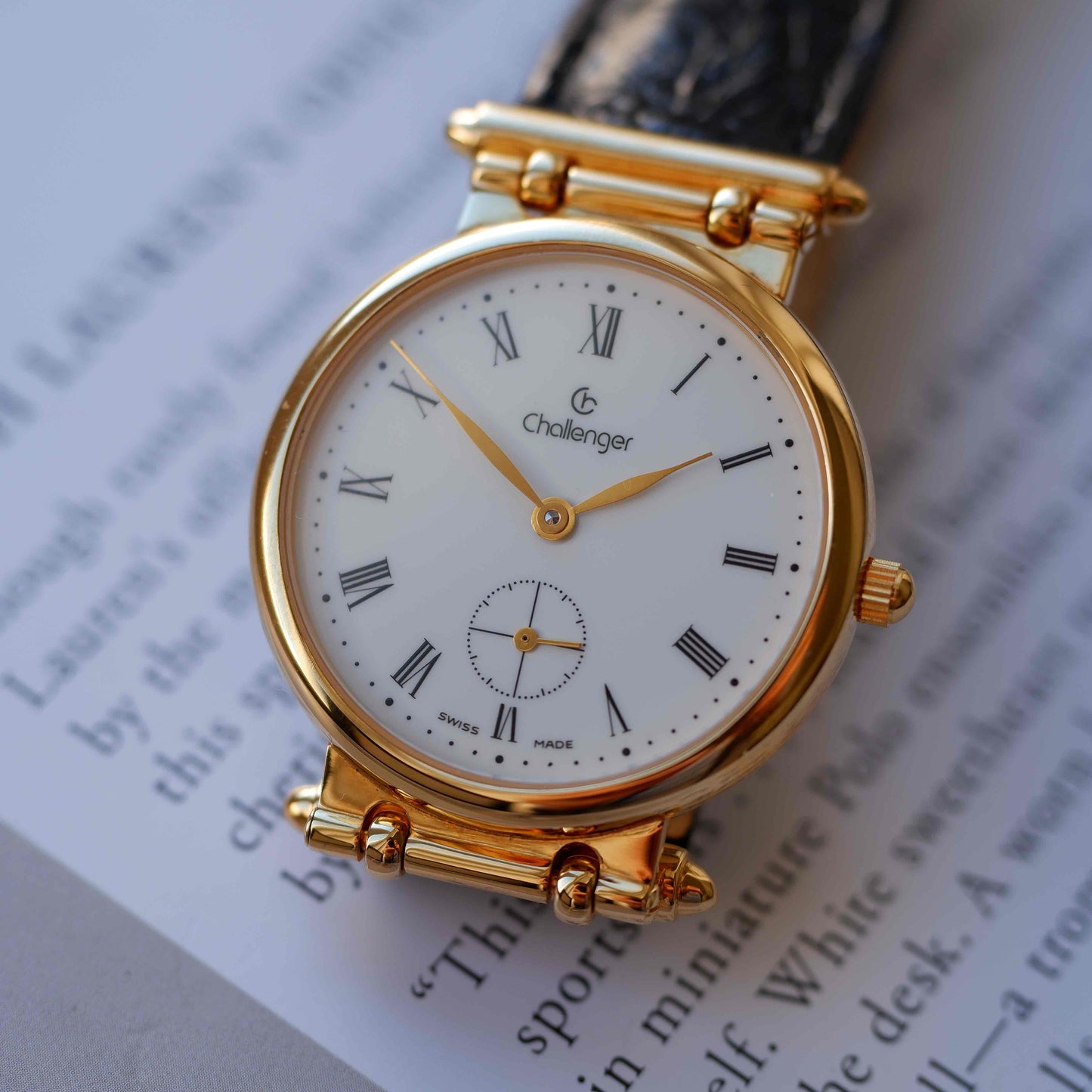 Vintage Challenger 90s White Roman Dial Breguet-Style Mechanical NOS