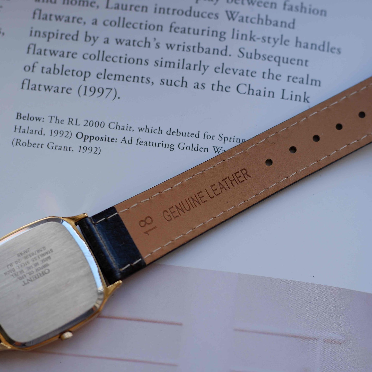 Vintage Orient VX Tank Dress Watch 80s Gold White Dial Quartz