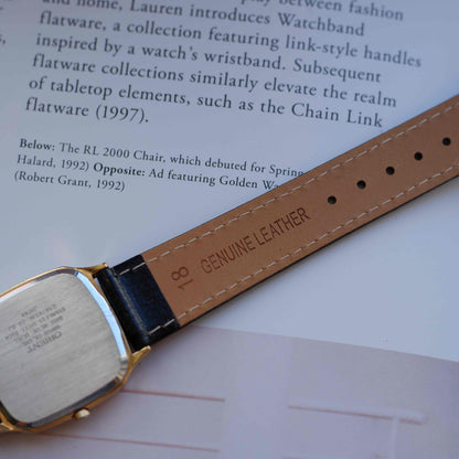 Vintage Orient VX Tank Dress Watch 80s Gold White Dial Quartz