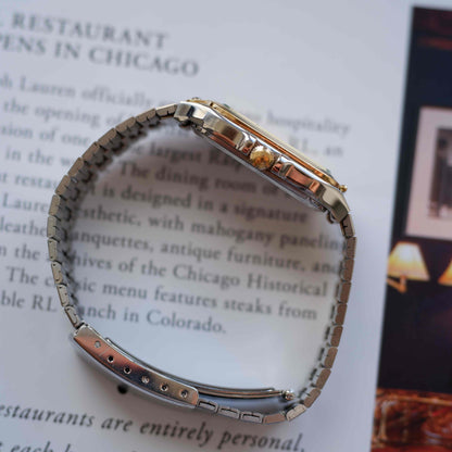 Vintage Orient Tank Style Creme Roman Dial Two-Tone Quartz 80s