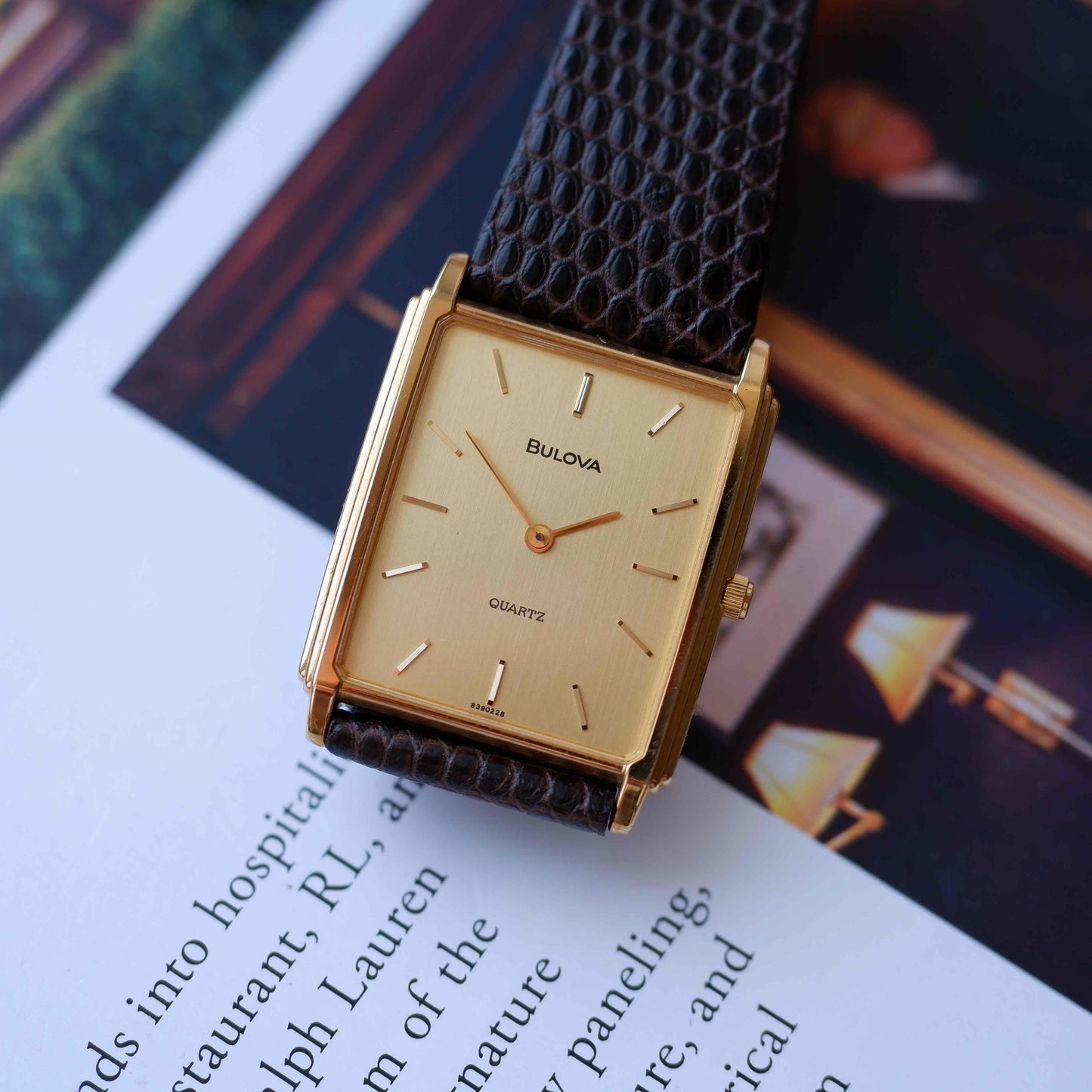 Vintage Bulova Tank 80s Golden Champagne Dial NOS