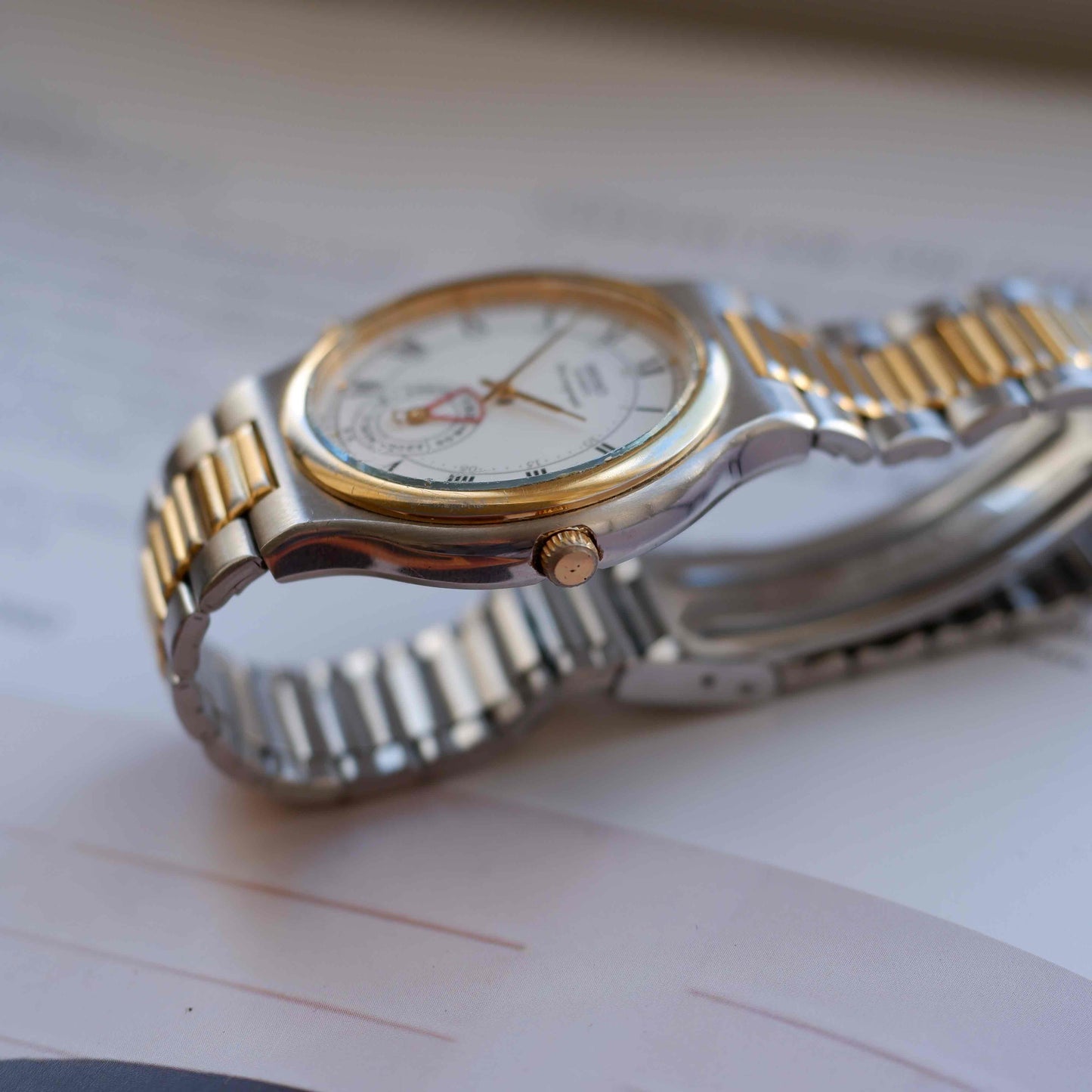 Vintage Seiko Chronograph Ref. 8M25-8030 Two-Tone Roman Dial 80s Quartz