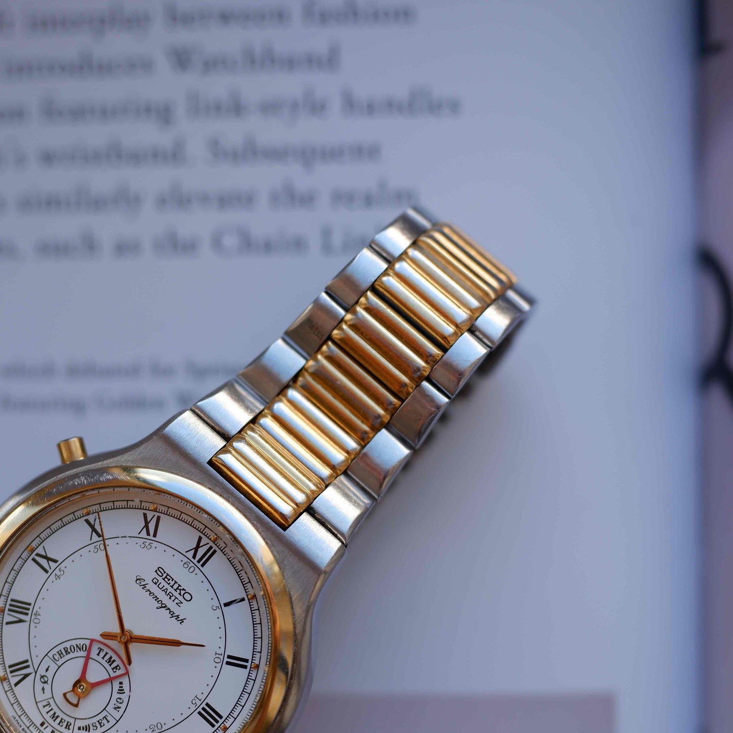 Vintage Seiko Chronograph Ref. 8M25-8030 Two-Tone Roman Dial 80s Quartz