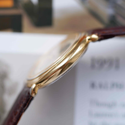 Vintage Seiko Moon Phase Ref.6F22-6059 Dress Watch 80s Gold White Dial Quartz