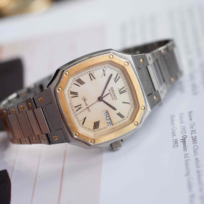Vintage Seiko Sports 100 Ref. 6423-5030 Day and Date Quartz Two Tone from the 80s