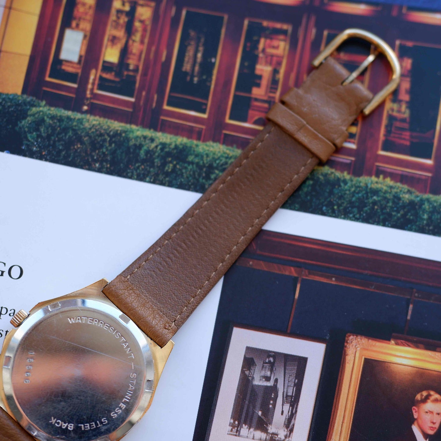 Vintage Buchera Watch 80s Gold Case Minimalist Swiss Quartz