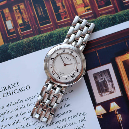 Vintage Gucci Disco Volante Watch White Guilloche Dial Swiss Made 90s