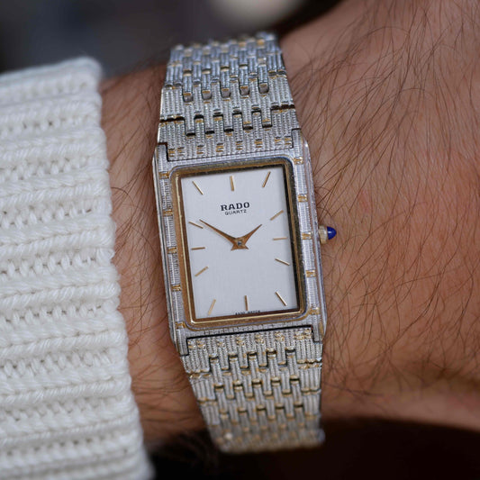Vintage Rado Tank 80s Two-Tone Bamboo Bracelet Quartz – Ultra Rare