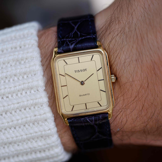 Vintage Tissot Tank 80s Gold Champagne Dial Swiss Quartz - Mint