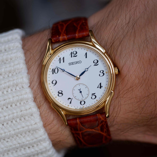Vintage Seiko Small Seconds 90s Gold Breguet Style White Dial – NOS