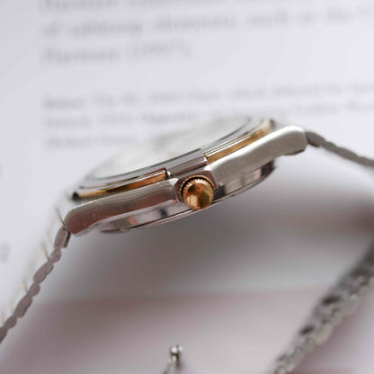 Vintage Seiko SQ100 Day and Date Quartz Two Tone Gold from the 80s