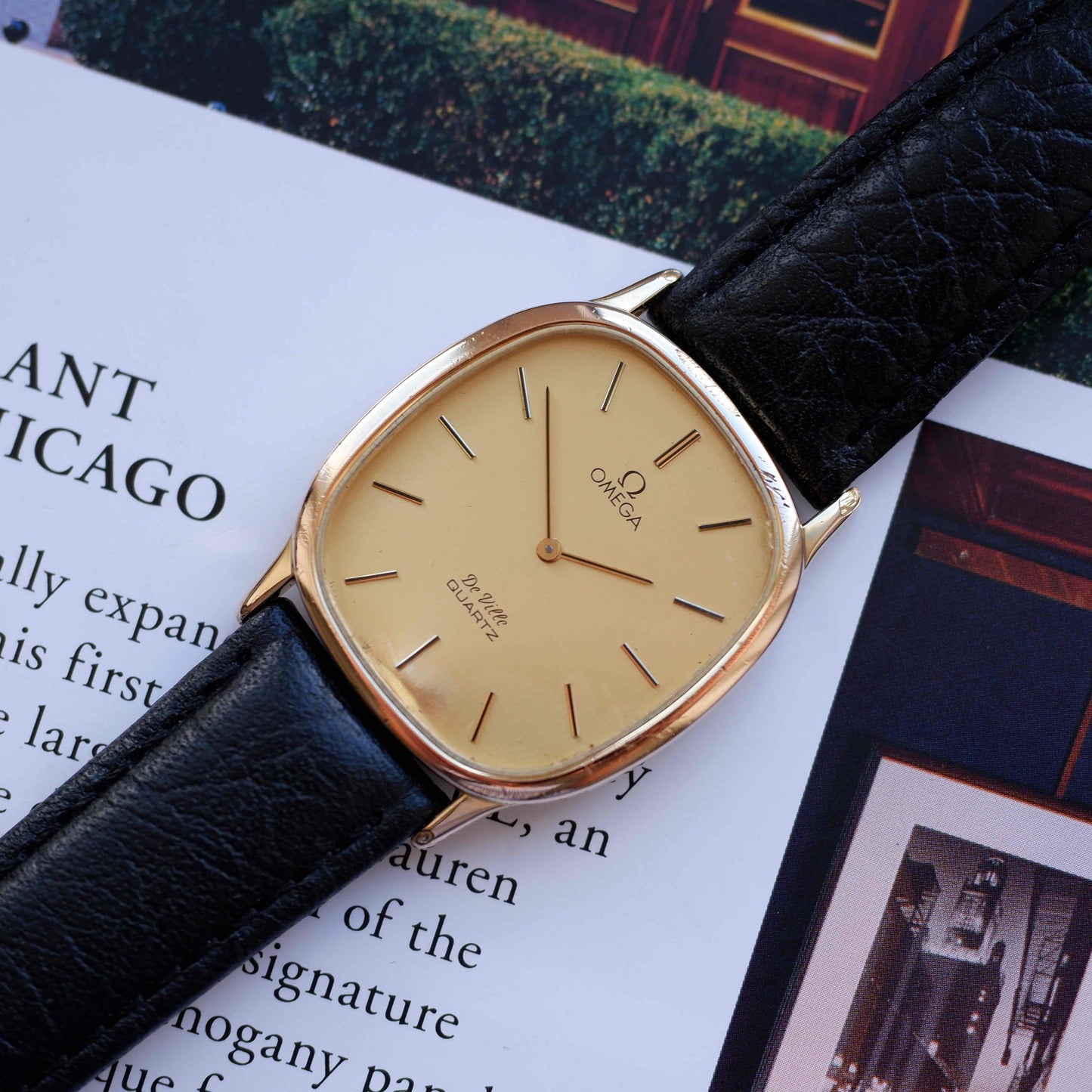 Vintage Omega De Ville Tonneau Case 70s Gold Champagne Dial Quartz