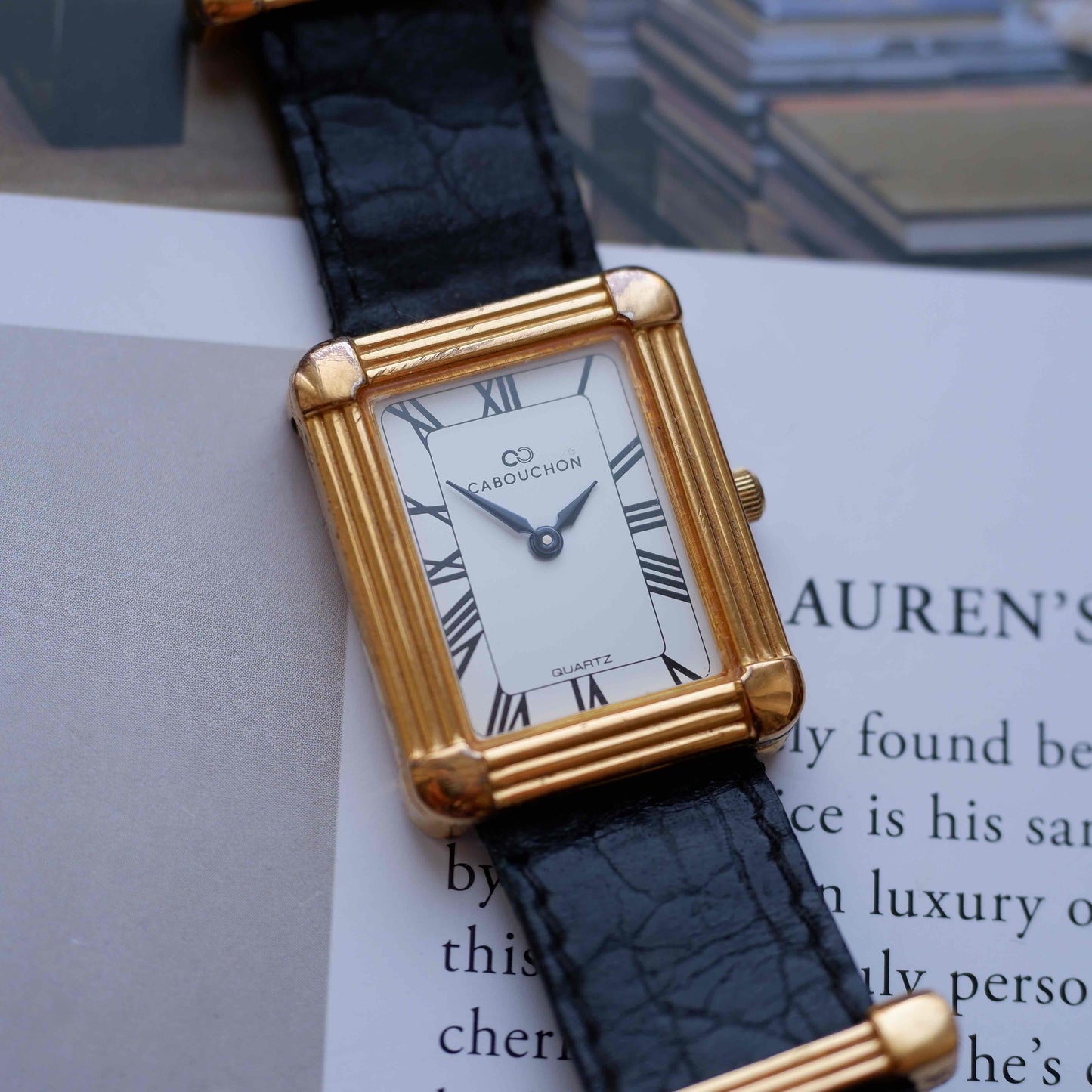 Vintage Cabouchon Tank Style 90s Art Deco Roman Dial