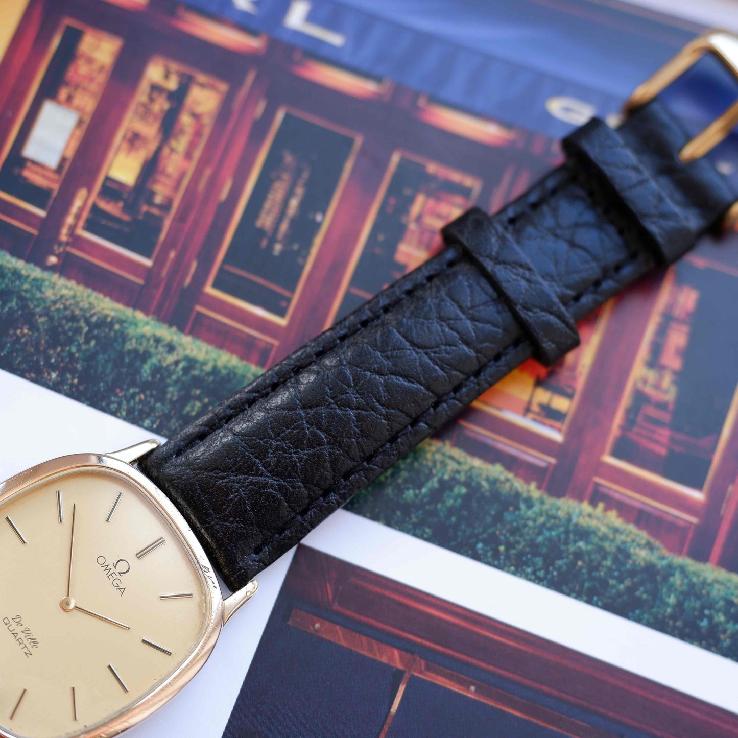 Vintage Omega De Ville Tonneau Case 70s Gold Champagne Dial Quartz