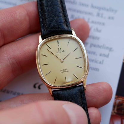 Vintage Omega De Ville Tonneau Case 70s Gold Champagne Dial Quartz