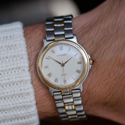 Vintage Seiko Lucent 90s Two-Tone White Roman Dial Quartz