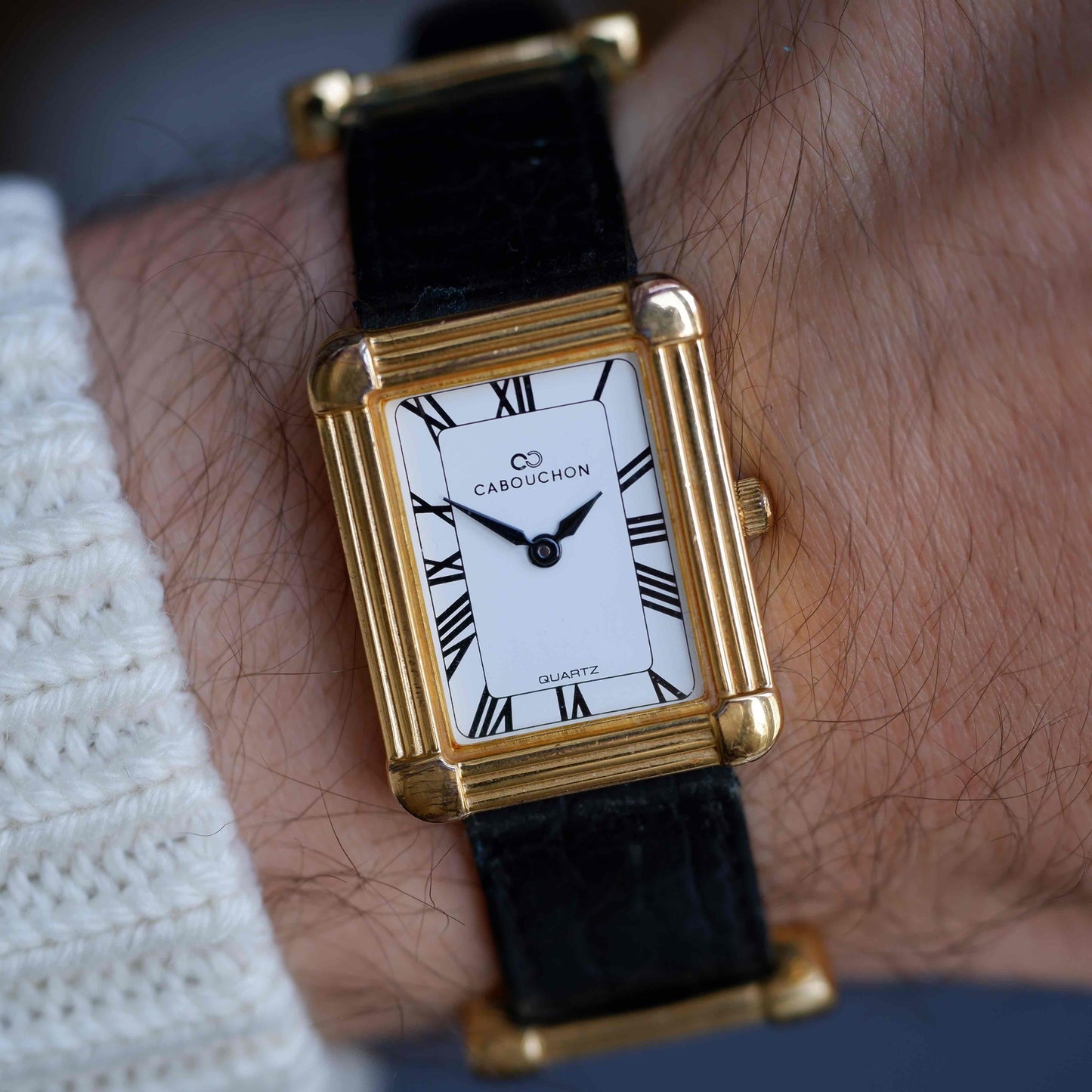Vintage Cabouchon Tank Style 90s Art Deco Roman Dial