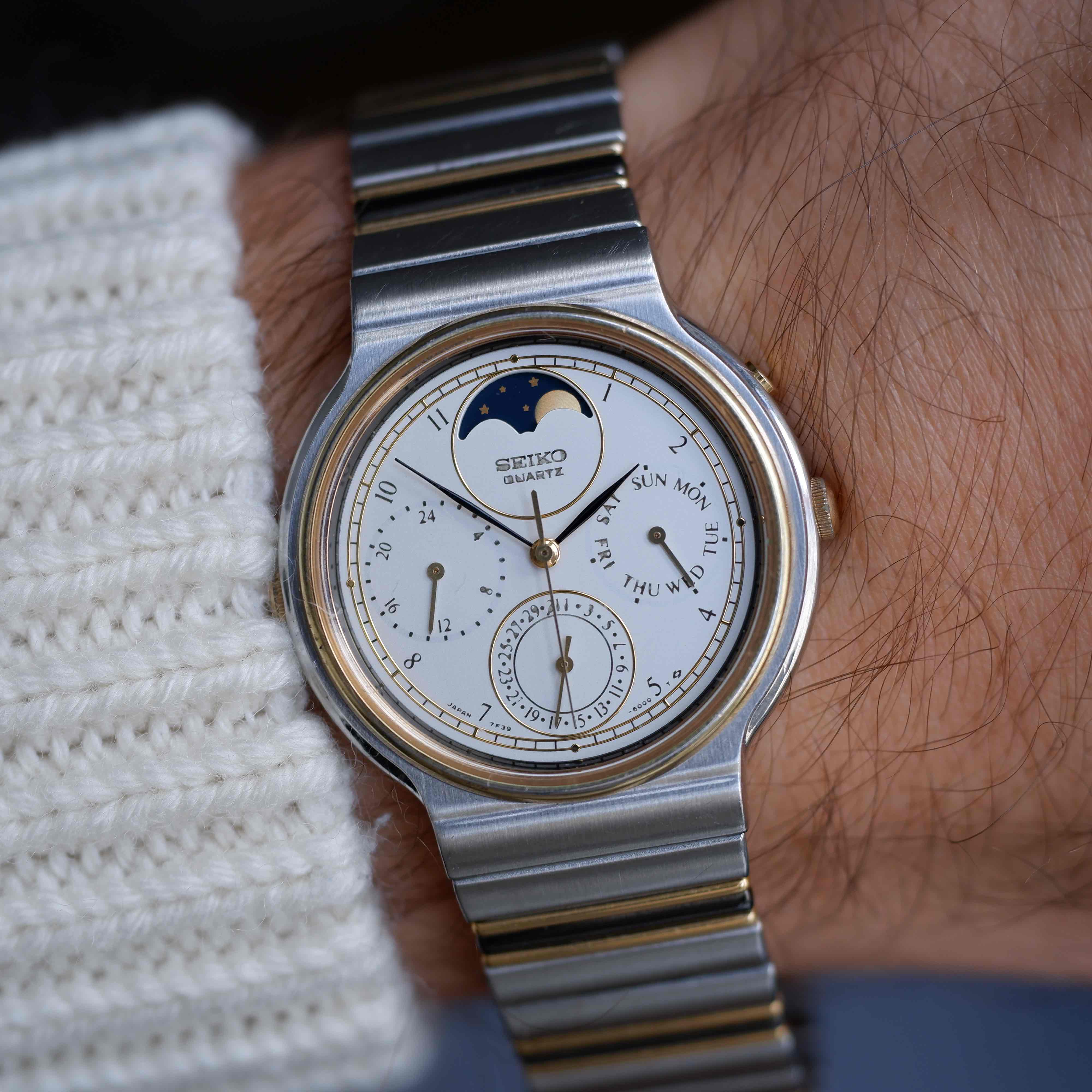 Vintage Seiko Ref. 7F39-6000 Two-Tone Day Date & Moon Phase – Phil