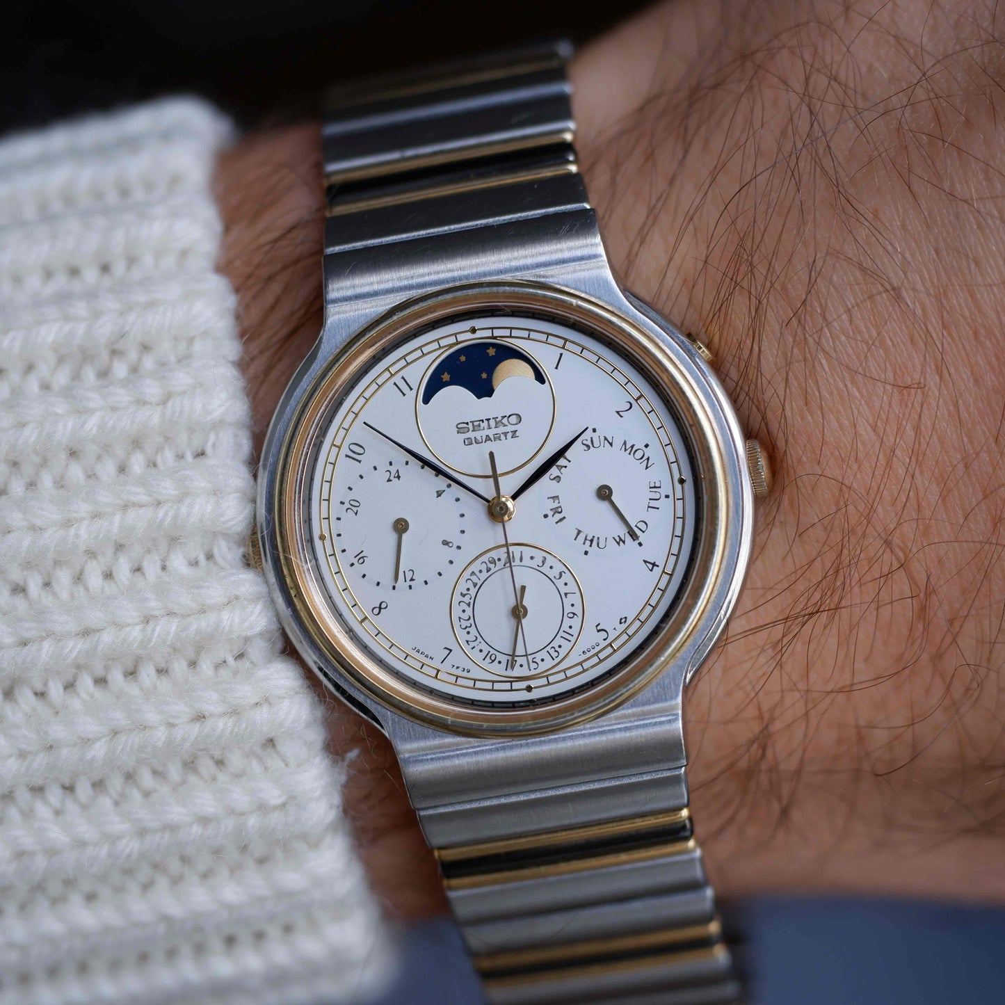Vintage Seiko Ref. 7F39-6000 Two-Tone Day Date & Moon Phase