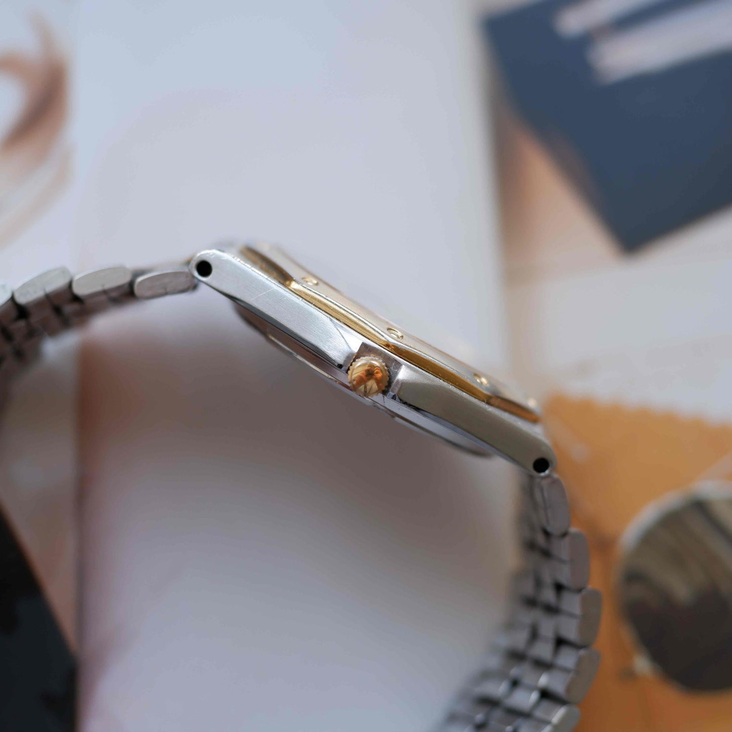 Vintage Seiko SQ 100 Ref. 5Y23-8200 Day and Date Quartz Two Tone 80s