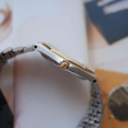 Vintage Seiko SQ 100 Ref. 5Y23-8200 Day and Date Quartz Two Tone 80s