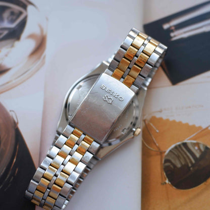 Vintage Seiko SQ 100 Ref. 5Y23-8200 Day and Date Quartz Two Tone 80s