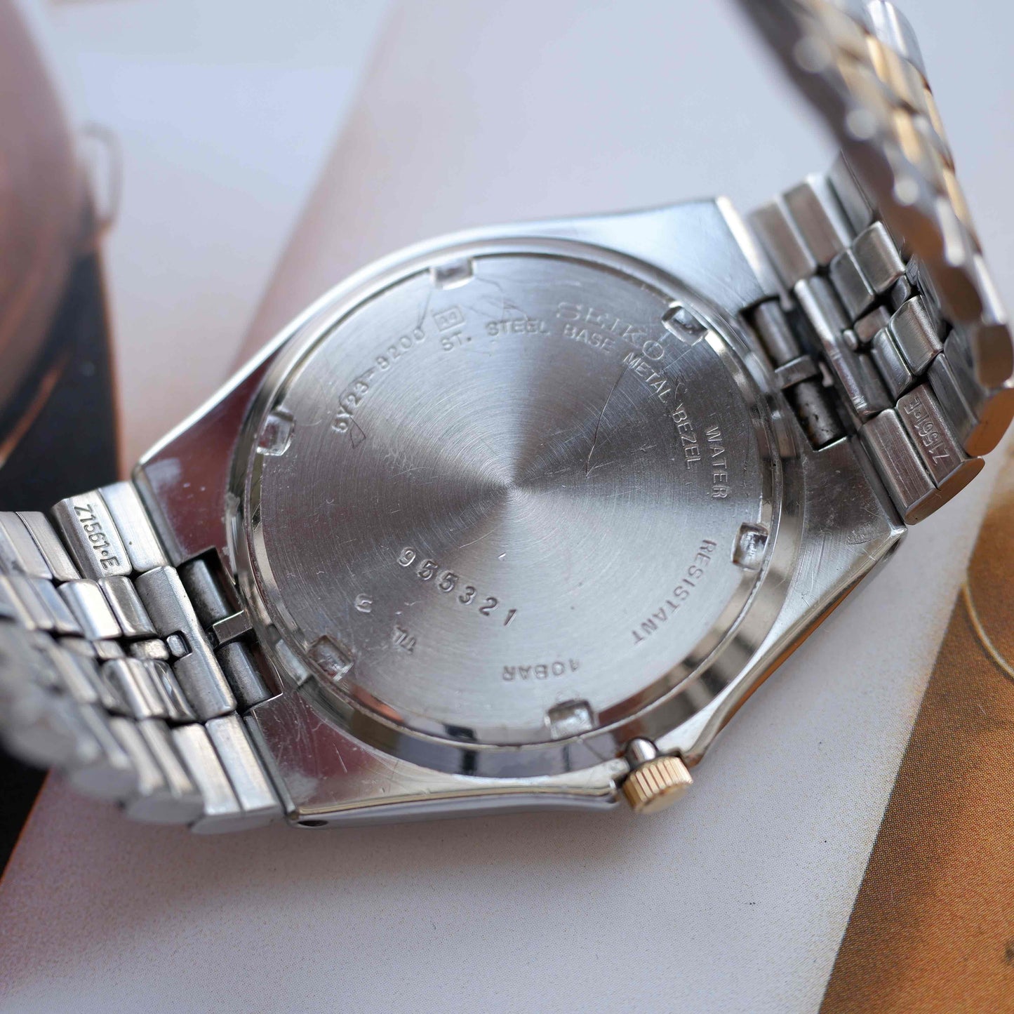 Vintage Seiko SQ 100 Ref. 5Y23-8200 Day and Date Quartz Two Tone 80s