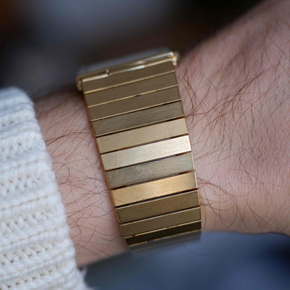 Vintage Seiko Lassale Tank 80s Gold Ivory Dial Integrated Bracelet