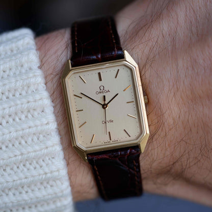 Vintage Omega De Ville Tank Gold Champagne Dial 80s Quartz – MINT