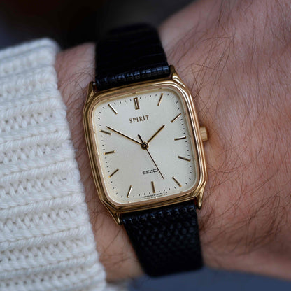 Vintage Seiko Tank 90s Gold Cloud Dial Quartz