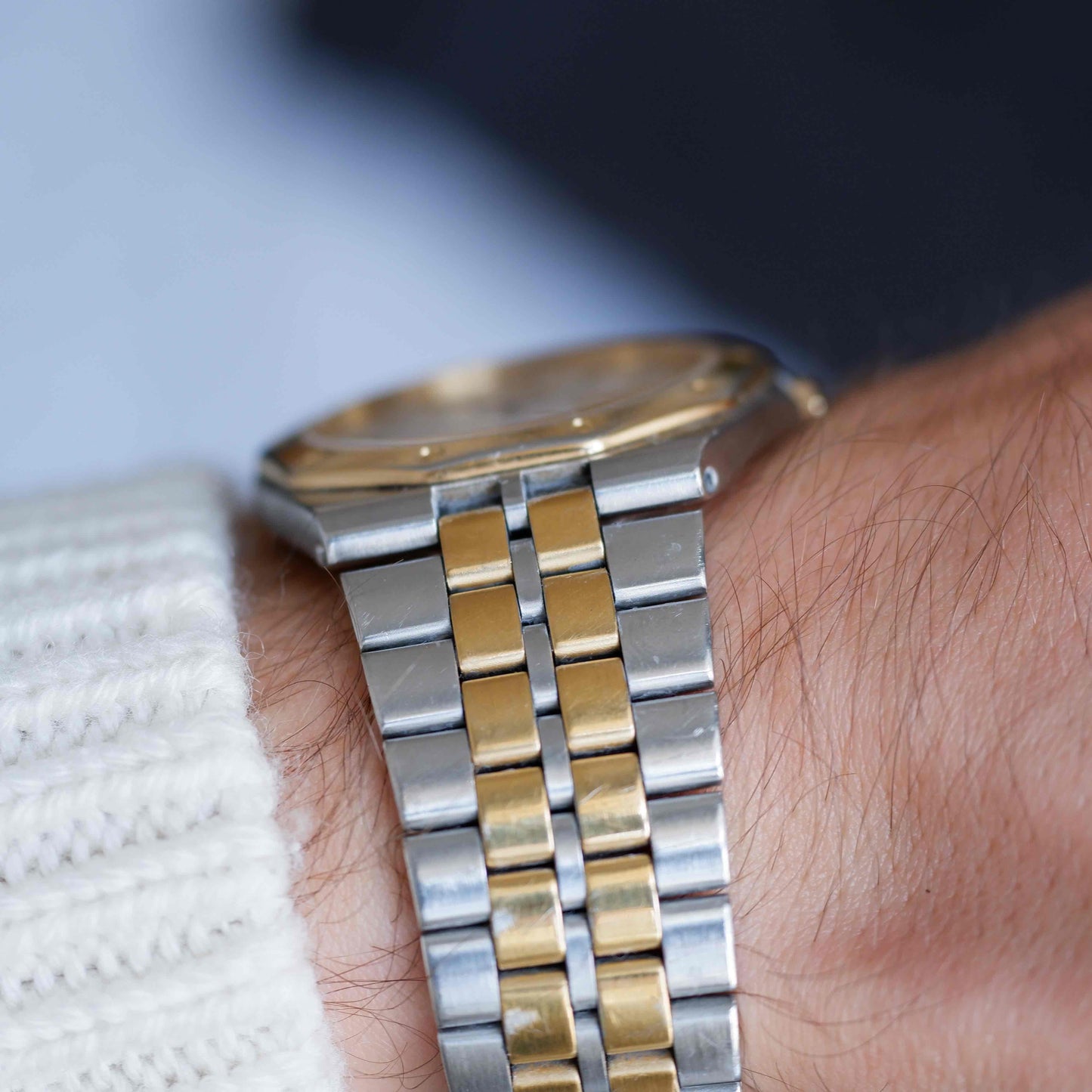 Vintage Seiko SQ 100 Ref. 5Y23-8200 Day and Date Quartz Two Tone 80s